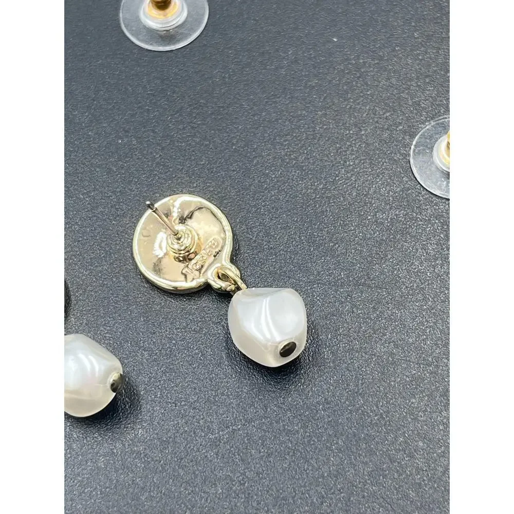 J. Crew White Faux Pearl Dangle Gold Tone Earrings‎